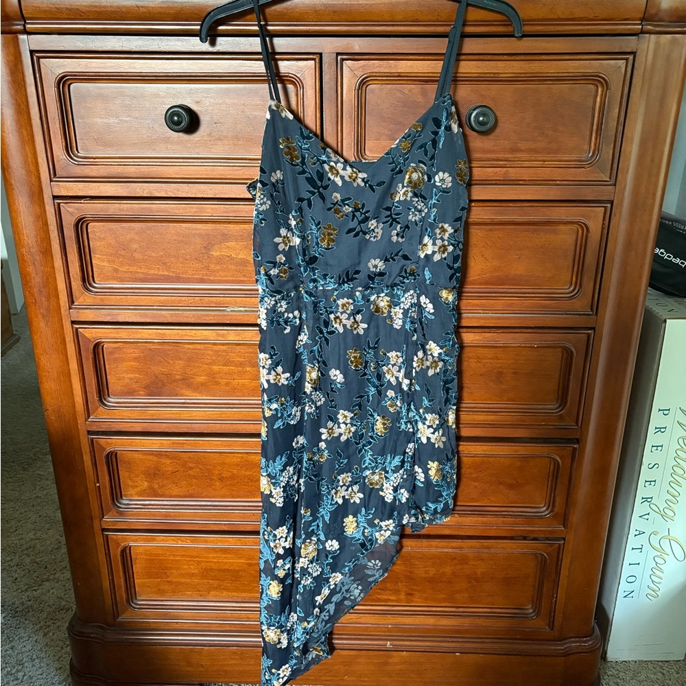 Lulu's Black and Blue Asymmetrical Dress